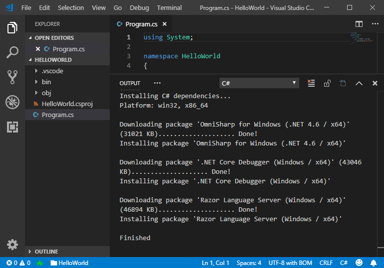 c# template for visual studio for mac